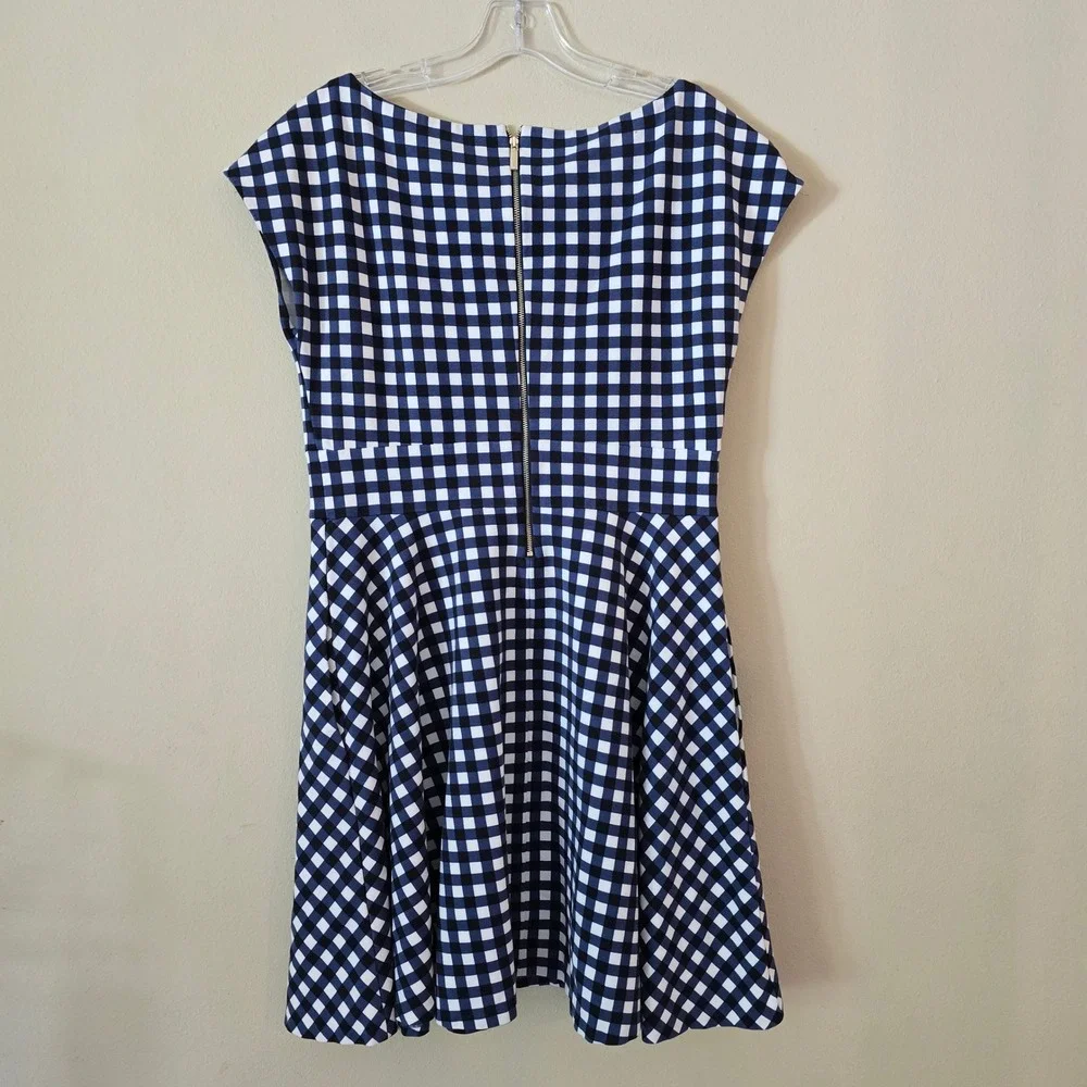 Kate Spade New York Navy White Gingham Fit Flare‎ Dress Size XL Sleeveless
